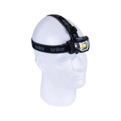 Black | Brillar 5 Mode Headlamp. Shown on Manikin