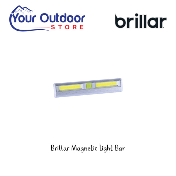 Brillar Magnetic Light Bar. Hero Image Showing Logos and Title. 