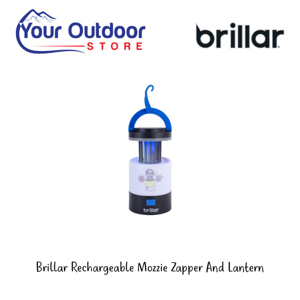 Brillar Rechargeable Mozzie Zapper And Lantern. Hero image Showing Logos and Title. 