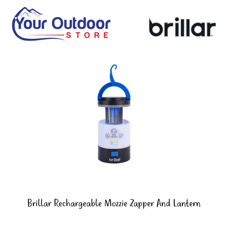 Brillar Rechargeable Mozzie Zapper And Lantern. Hero image Showing Logos and Title. 