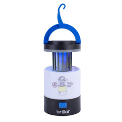 Blue/White/Black | Brillar Rechargeable Mozzie Zapper And Lantern. Showing Zapper Up. 