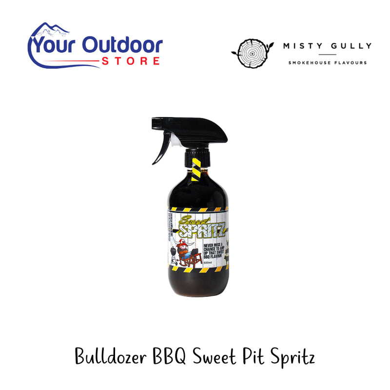 Bulldozer BBQ Sweet Pit Spritz | Hero Image Showing All Logos And Titles.