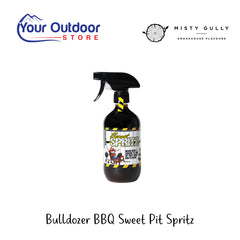 Bulldozer BBQ Sweet Pit Spritz | Hero Image Showing All Logos And Titles.
