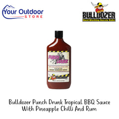 Bulldozer Punch Drunk Tropical BBQ Sauce With Pineapple Chilli And Rum | Hero Image Showing All Logos And Titles.