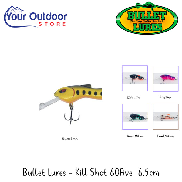 Bullet Lures Killshot60Five 6.5cm | Hero Image Showing All Logos, Titles And Variants.