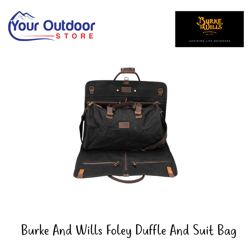 Burke And Wills Foley Duffle And Suit Bag | Hero Image Showing All Logos And Titles.