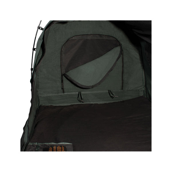Forest Green / King Single | Burke And Wills Grampian Swag Image Showing Close Up View Of The Internal Window. 