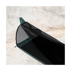 Forest Green | Burke & Wills Ironbark King Single Plus Traditional Canvas Swag Image Showing Top View, Of The Fly Net.