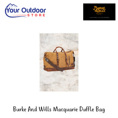 Burke And Wills Macquarie Duffle Bag | Hero Image Showing All Logos And Titles.