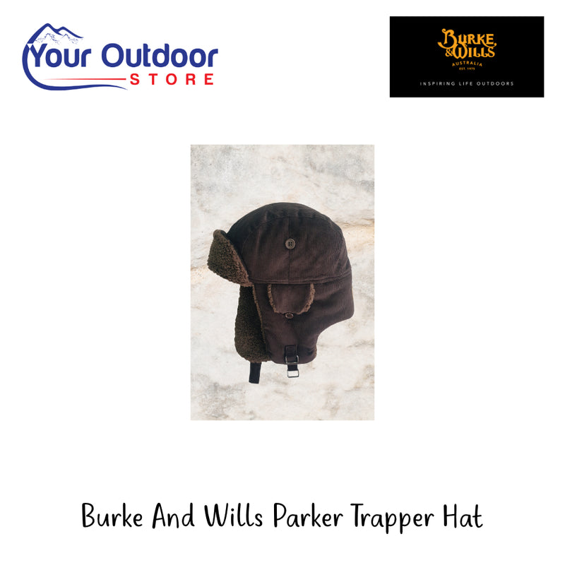 Burke And Wills Parker Trapper Hat | Hero Image Showing All logos And Titles.