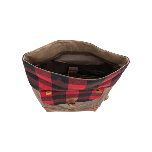Brown/Check | Burke And Wills Portland Image Showing Top View, Bag Open.