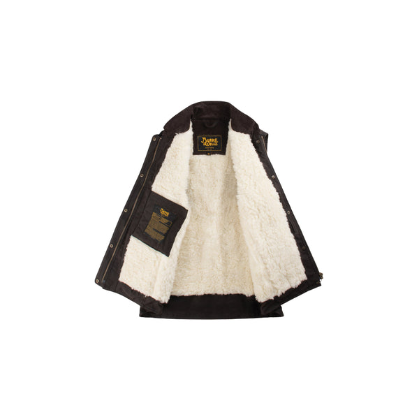 Brown | Burke And Wills Womens Derwent Vest Image Showing Zipper Open, Showing Sherpa Lining.
