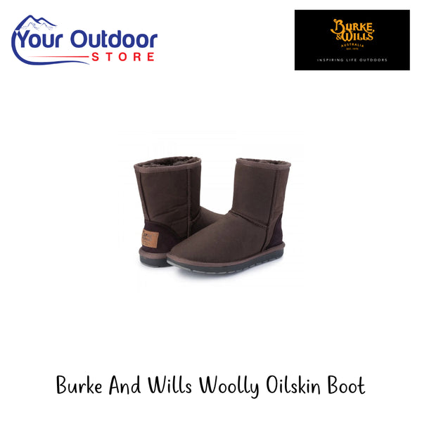 Burke And Wills Woolly Oilskin Boots | Hero Image Showing All Logos And Titles.