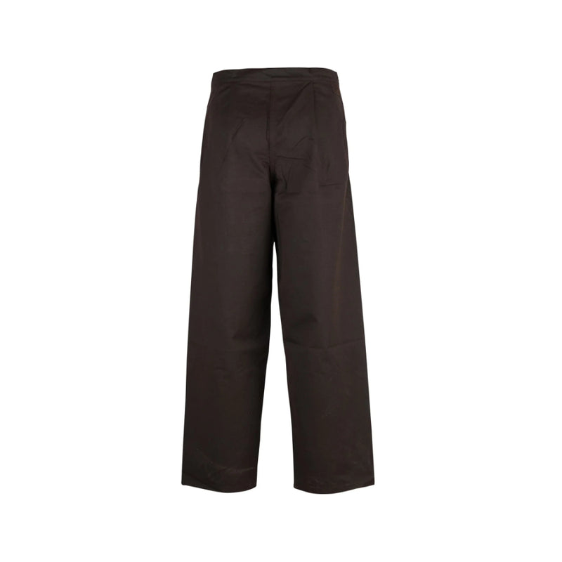 Brown | Burke and Wills Carpentaria Oilskin Overpants. Back View Showing Elastic Waistband.
