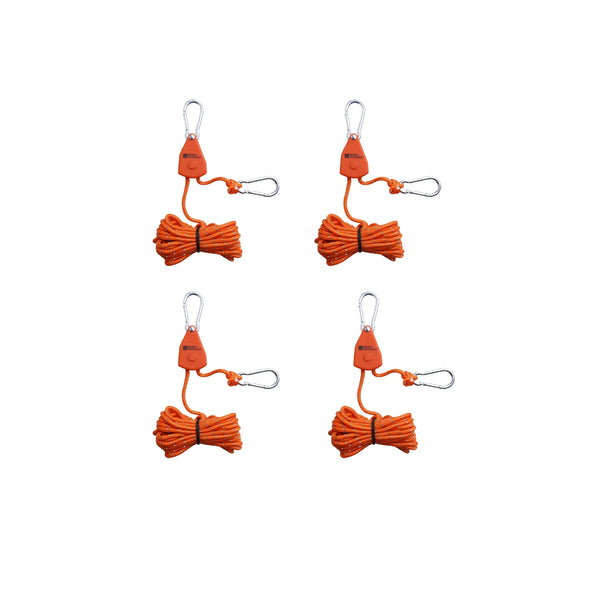 Orange | Bush Tracks Rope Ratchet Tie Downs Image Showing All Four That Come In The Pack.