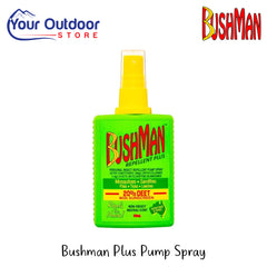 Bushman Plus Pump Spray | Hero Image Showing Logos And Titles.