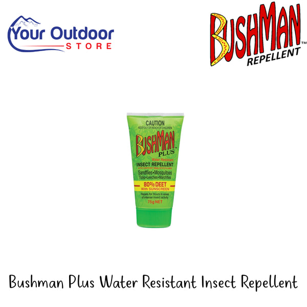Bushmans Plus Water Resistant Insect Repellent | Hero Image Showing All Logos And Titles.