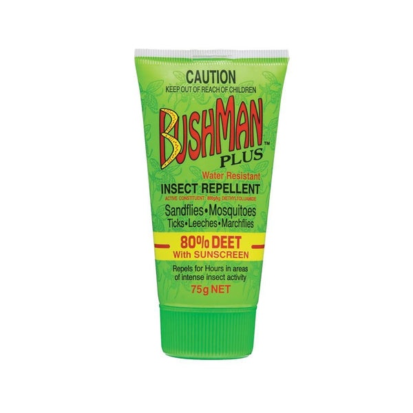 75g | Bushmans Plus Water Resistant Insect Repellent Image Showing No Logos or Titles.