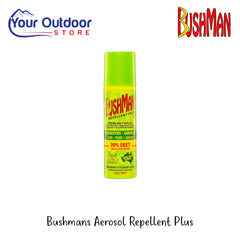 Bushman Aerosol Repellent Plus | Hero Image Showing Logos And Titles.