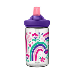Rainbow Floral | Camelbak Eddy+ Kids 14oz Bottle Image Showing Front View.