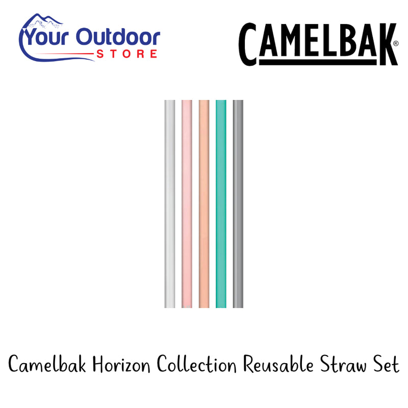 Camelbak Horizon Collection Reusable Straw Set | Hero Image Showing All Logo's And Title's.
