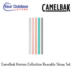 Camelbak Horizon Collection Reusable Straw Set | Hero Image Showing All Logo's And Title's.