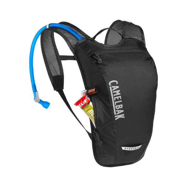 Black | Camelbak Hydrobak Light Image Showing Angled Front View, With Zippered Pocket Open.