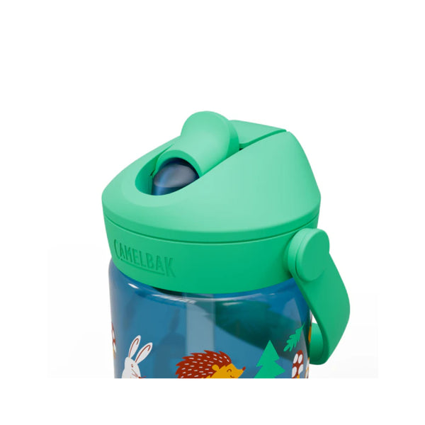 Friendly Forest | Camelbak Kids Thrive Flip Straw Bottle Image Showing Close Up View Of The Lid Straw Sipper Down.