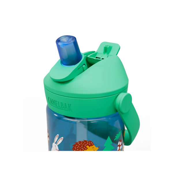 Friendly Forest | Camelbak Kids Thrive Flip Straw Bottle Image Showing Close Up View Of The Lid, With Straw Sipper Open.