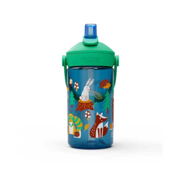 Friendly Forest | Camelbak Kids Thrive Flip Straw Bottle Image Showing Front View, Straw Sipper Up.