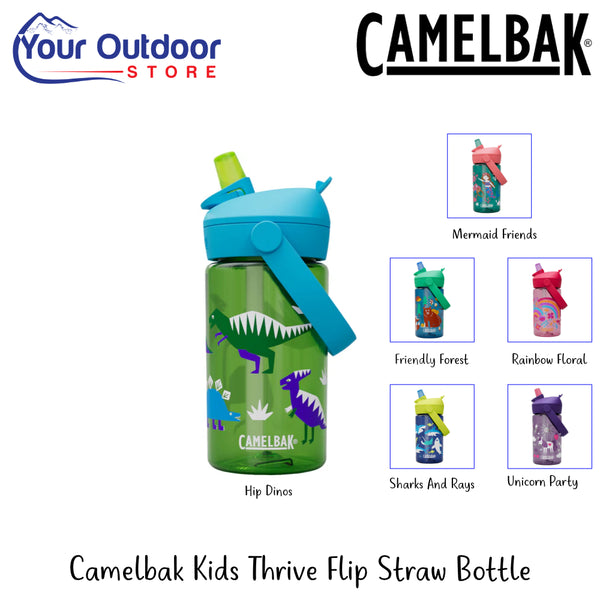 Camelbak Kids Thrive Flip Straw Bottle | Hero Image Showing All Logos, Titles And Variants.