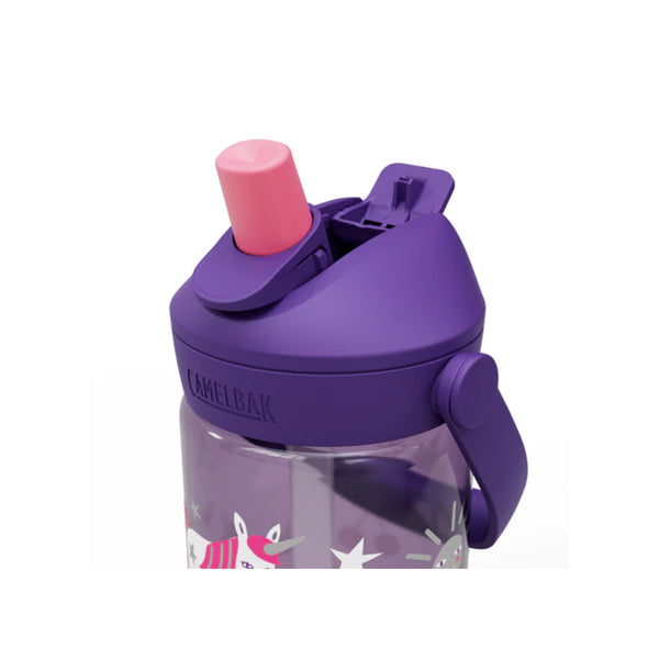 Unicorn Party | Camelbak Kids Thrive Flip Straw Bottle Image Showing Close Up View Of The Lid, Straw Sipper Up.