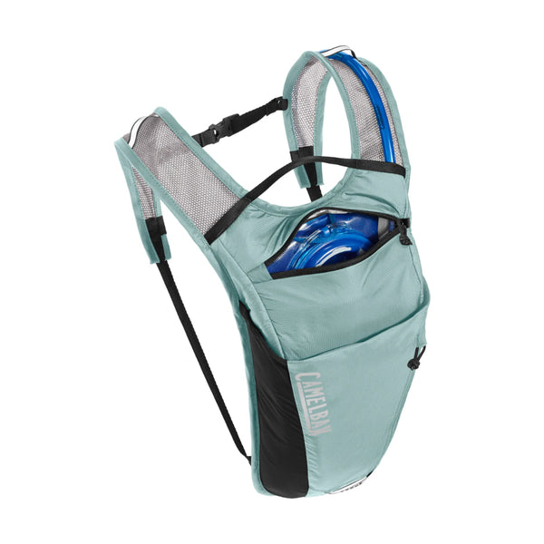 Light Blue | Camelbak Rouge 2L Crux Reservoir Image Showing Top View Pocket Open.