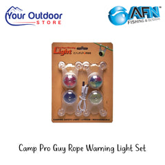 Camp Pro Guy Rope Warning Light Set | Hero Image Showing All Logos And Titles.