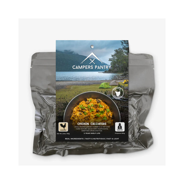 Chicken Cacciatore | Campers Pantry Freeze Dried Meal Image Showing No Logos Or Titles.