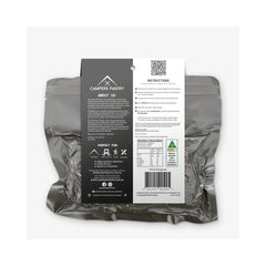 Penne Bolognese | Campers Pantry Freeze Dried Meal Image Showing Back Of Packaging.
