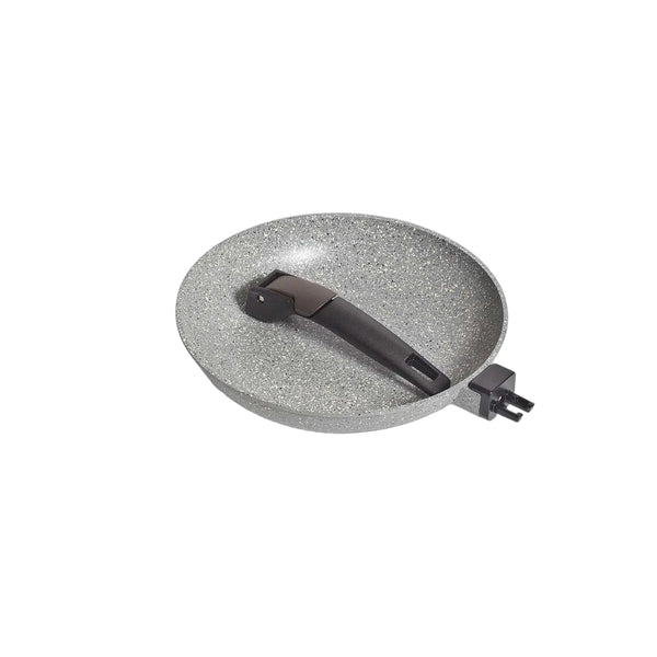 24cm |Campfire Compact Frypan Image Showing Handle Off And Inside The Fry Pan For Storage And Travel.

