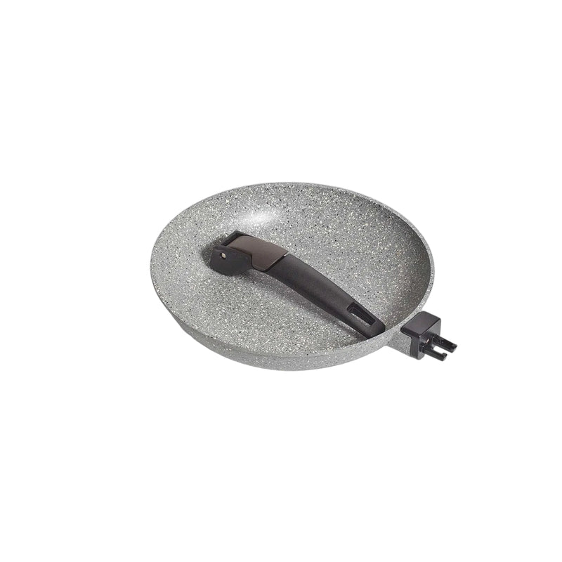 24cm |Campfire Compact Frypan Image Showing Handle Off And Inside The Fry Pan For Storage And Travel.
