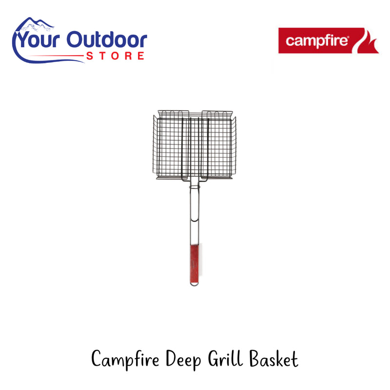 Campfire Deep Grill Basket | Hero Image Showing All Logos And Titles.