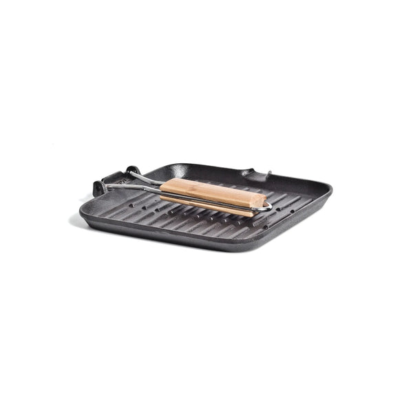 24cm | Campfire Folding Square Frying Pan Image Showing The Handle Folded For Easy Storage And Transport.