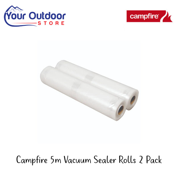 Campfire Vacuum Sealer Rolls 2 Pack | Hero Image Showing All Logos And Titles.