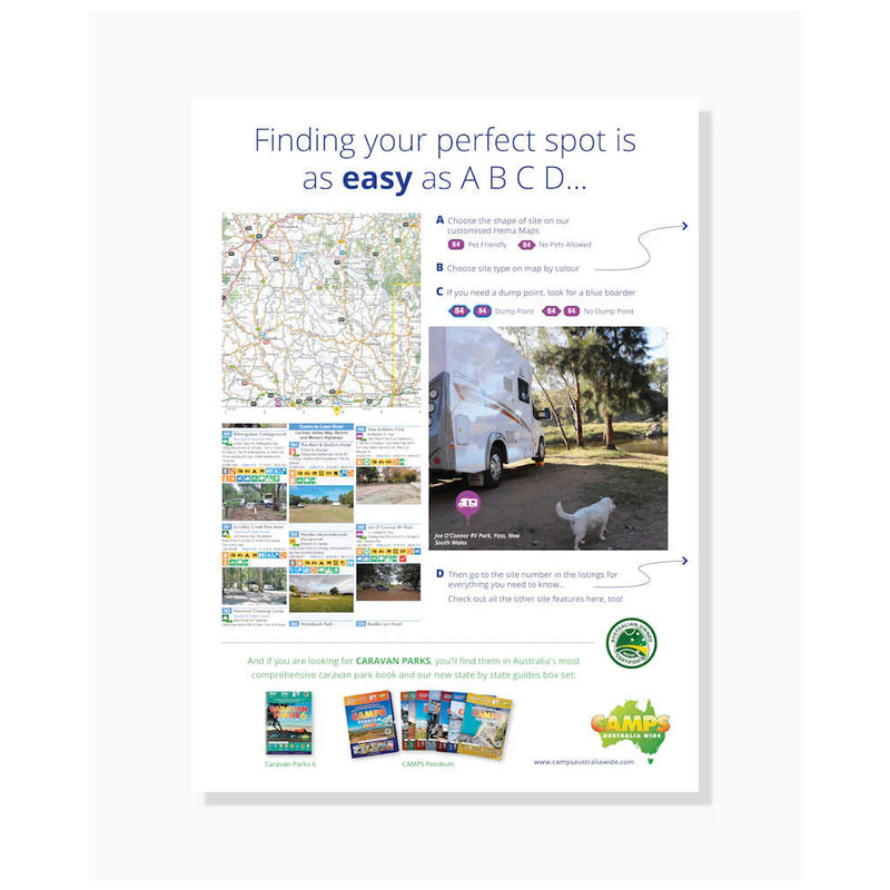 Camps Australia Wide 12 Easy Read Edition | Image Showing Info On Finding The Perfect Spot To Camp.