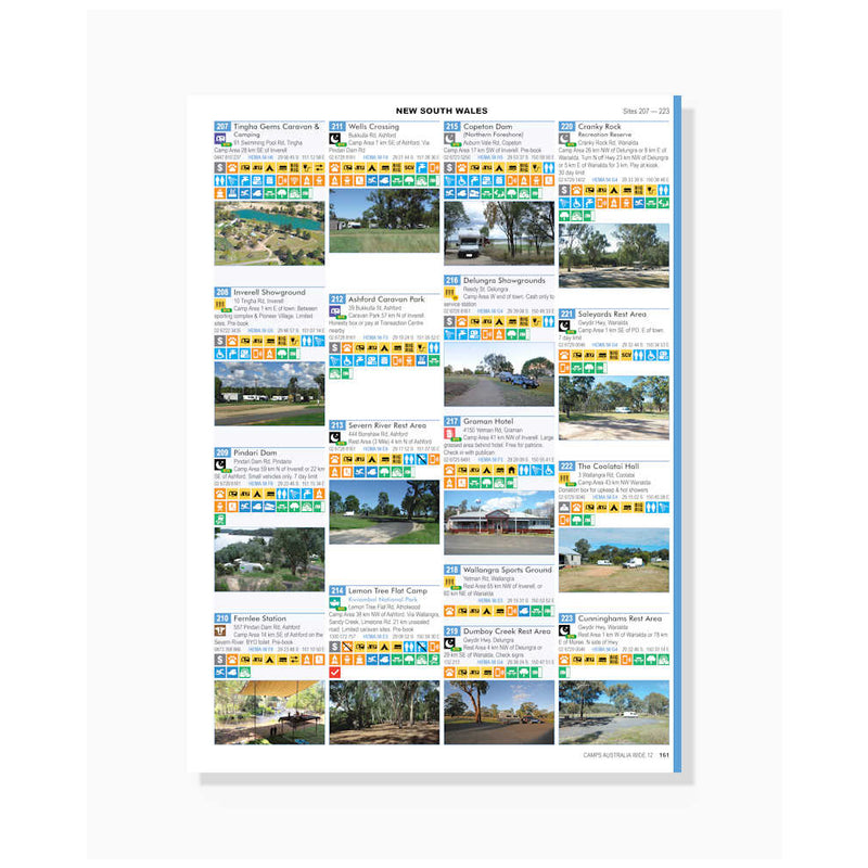 Camps Australia Wide 12 Easy Read Edition | Image Showing Site Lists.