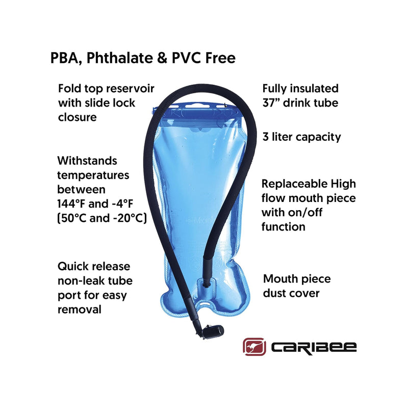 Caribee Nuke 3L Hydration Pack | Image Showing Information On The Bladder.