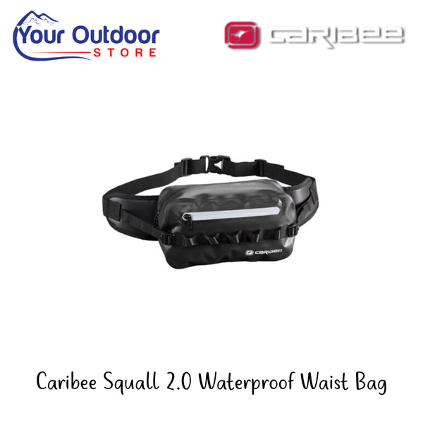 Caribee Squall 2.0 Waterproof Waist Bag | Hero Image Showing All Logos And Titles.