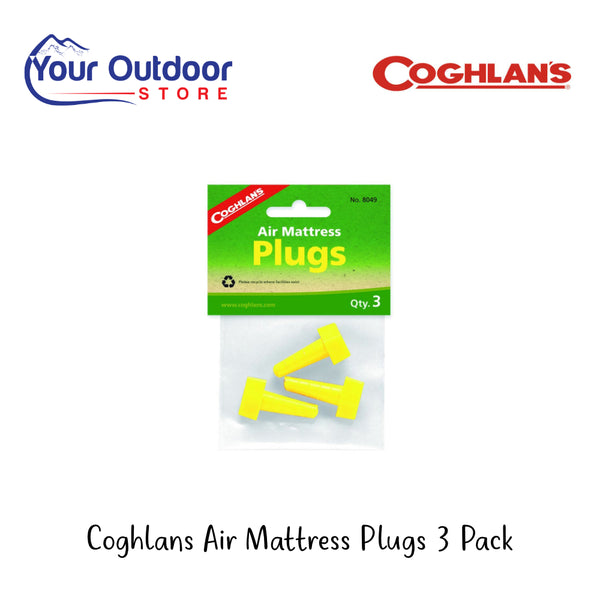 Coghlan's Air Mattress Plugs 3 Pack | Hero Image Showing All Logos And Titles.