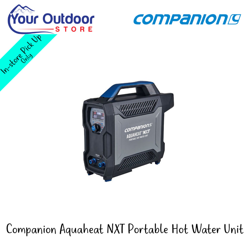 Companion Aquaheat NXT Portable Hot Water Unit | Hero Image Showing Al Logos And Titles.