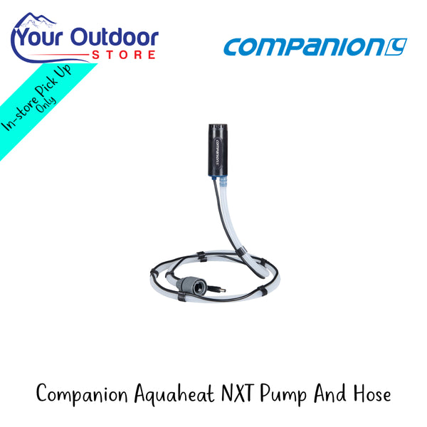 Companion Aquaheat NXT Pump And Hose | Hero Image Showing All Logos And Titles.