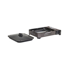 Single/Grey | Companion Butane Stove With Frypan Image Showing Frypan Out Of The Butane Stove