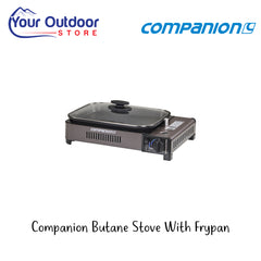 Companion Butane Stove With Frypan | Hero Image Showing All Logos And Titles.